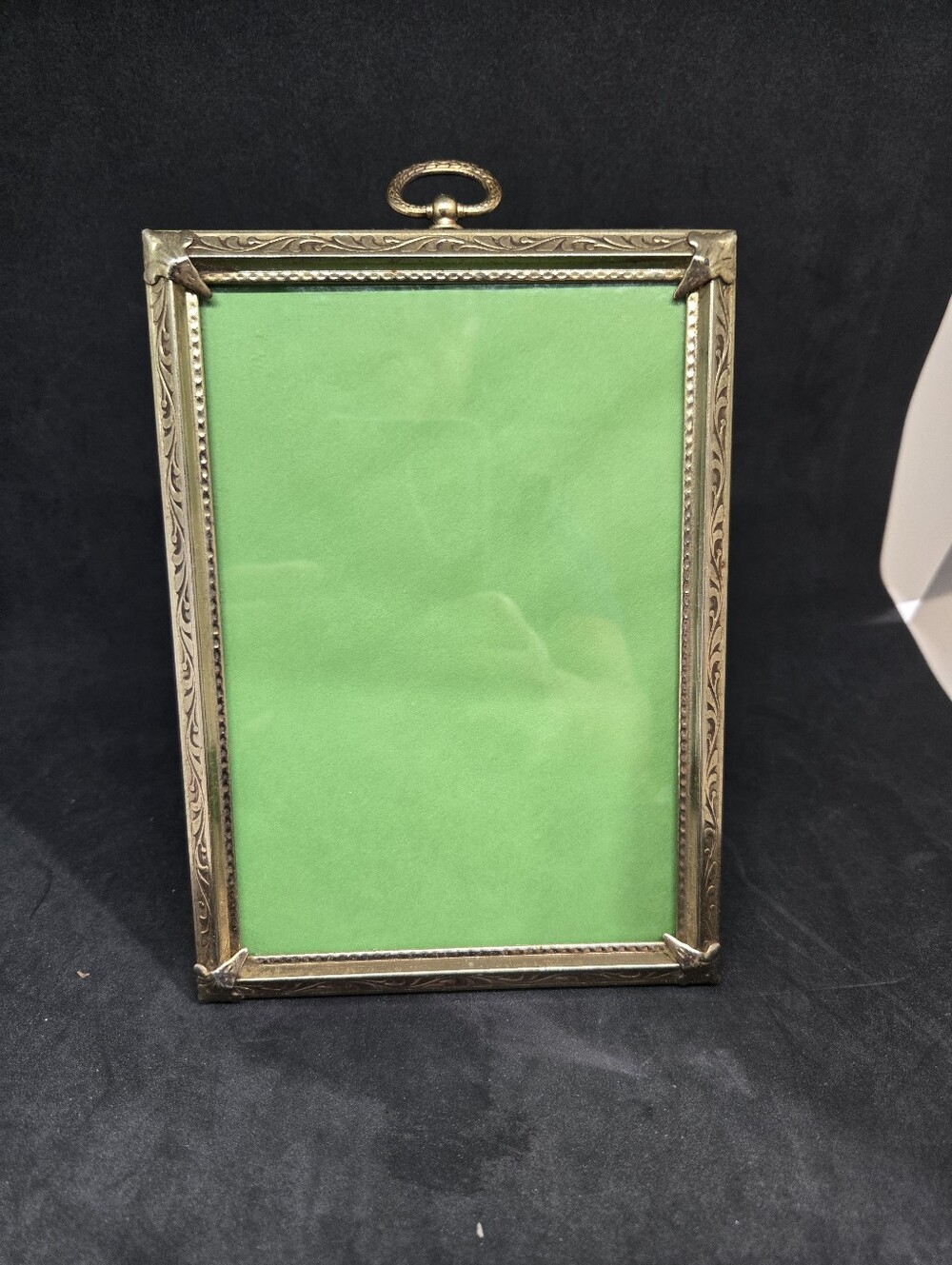 Vintage Gold Tone MCM Beveled Ornate Metal Photo Frame